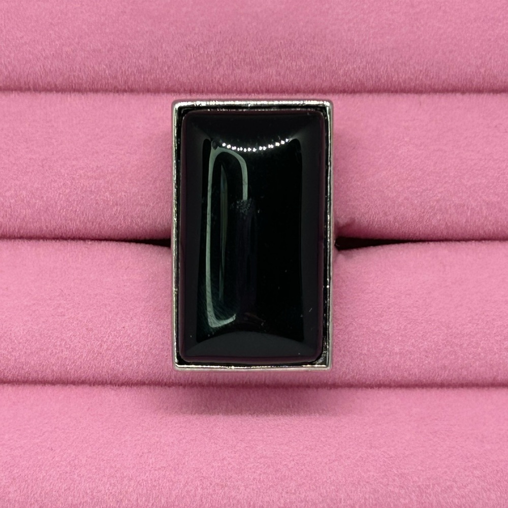 Black Agate Adjustable Ring
